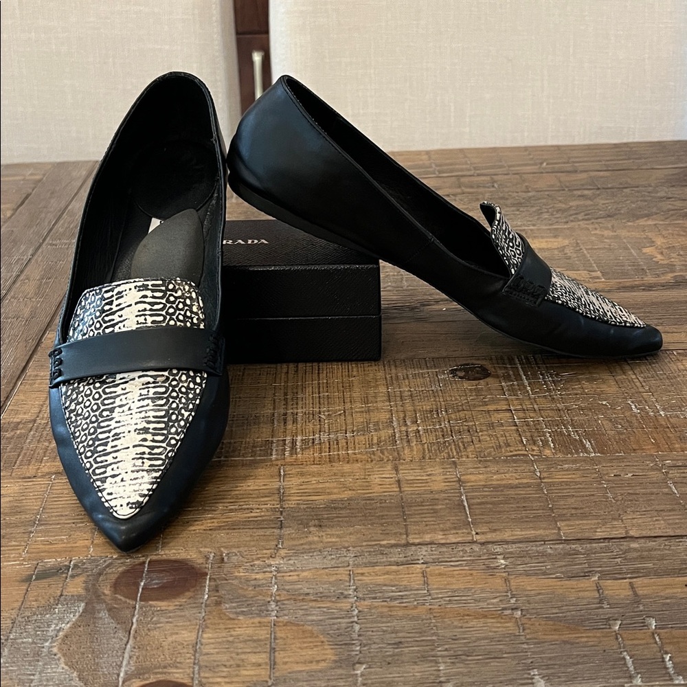 Black and White Patterned Loafers